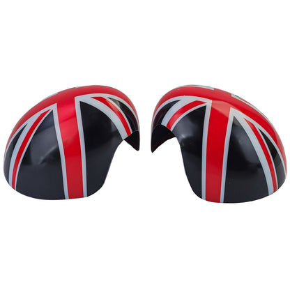 Union Jack Mirror Caps Black Red Suitable for Mini F54 F55 F56 F57 13-18