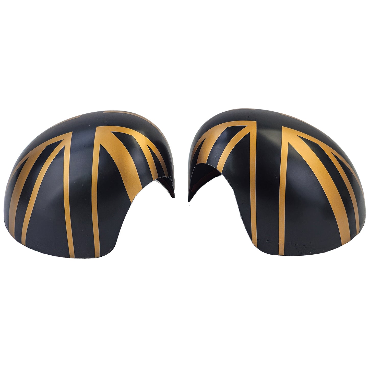 Union Jack Black Gold Mirror Caps Fits Mini F54 F55 F56 F57 13-18