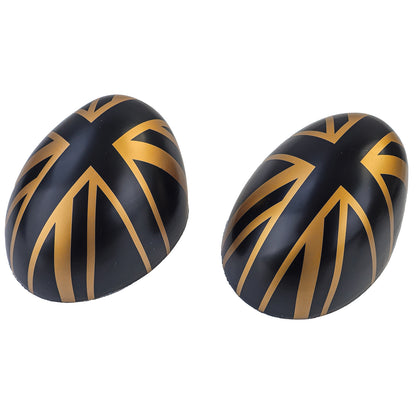 Union Jack Black Gold Mirror Caps Fits Mini F54 F55 F56 F57 13-18