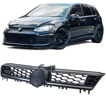 ⭐Griglia a nido d'ape nera con striscia cromata per VW Golf 7 12-20 ⭐