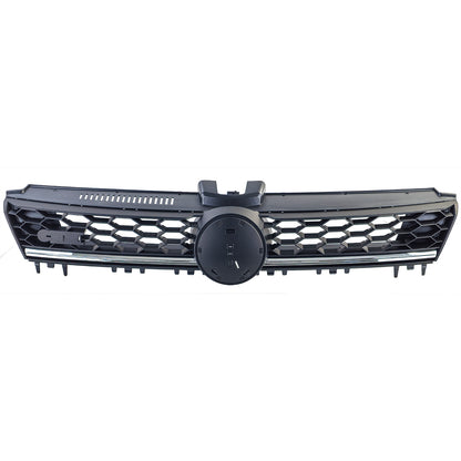 ⭐Griglia a nido d'ape nera con striscia cromata per VW Golf 7 12-20 ⭐