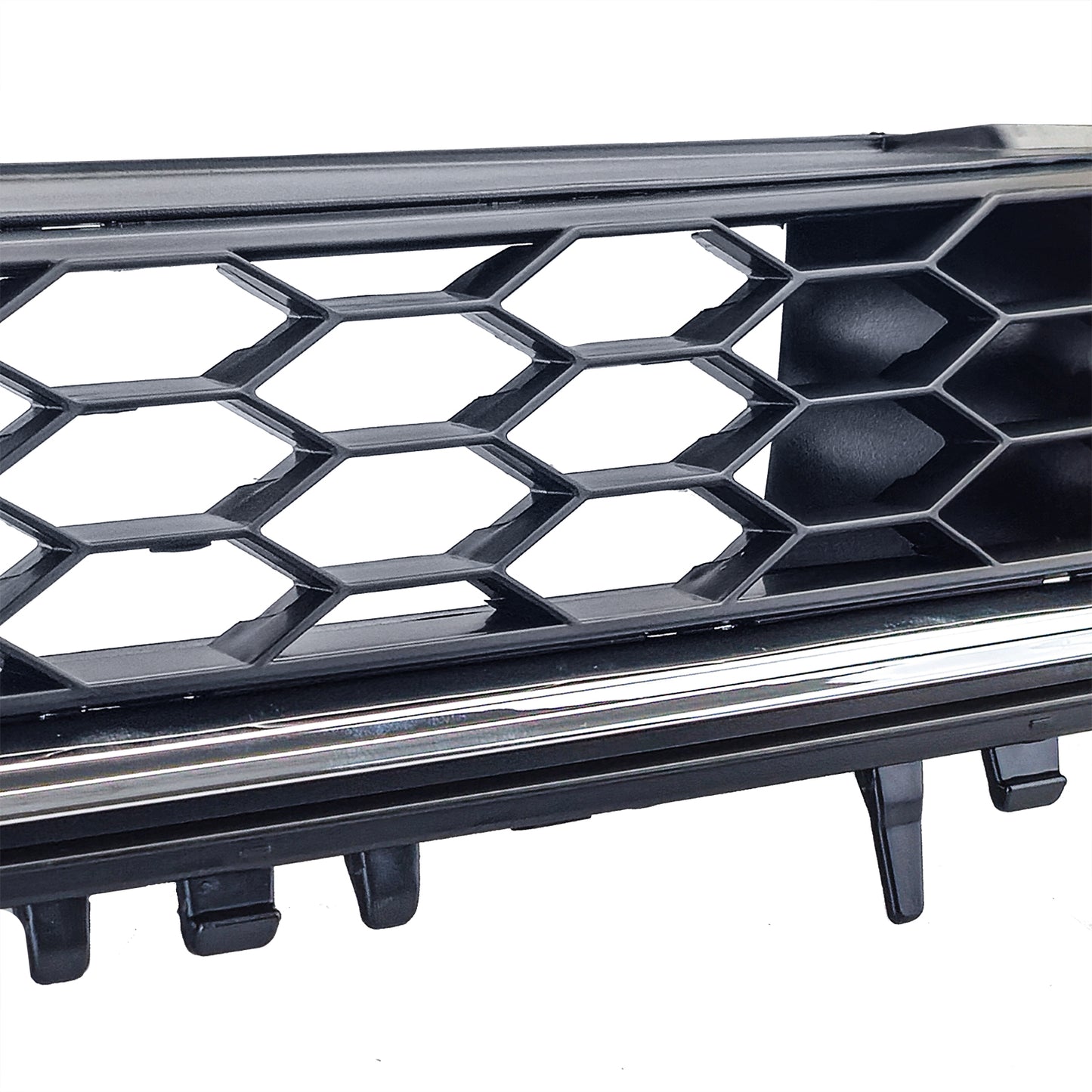 ⭐Griglia a nido d'ape nera con striscia cromata per VW Golf 7 12-20 ⭐