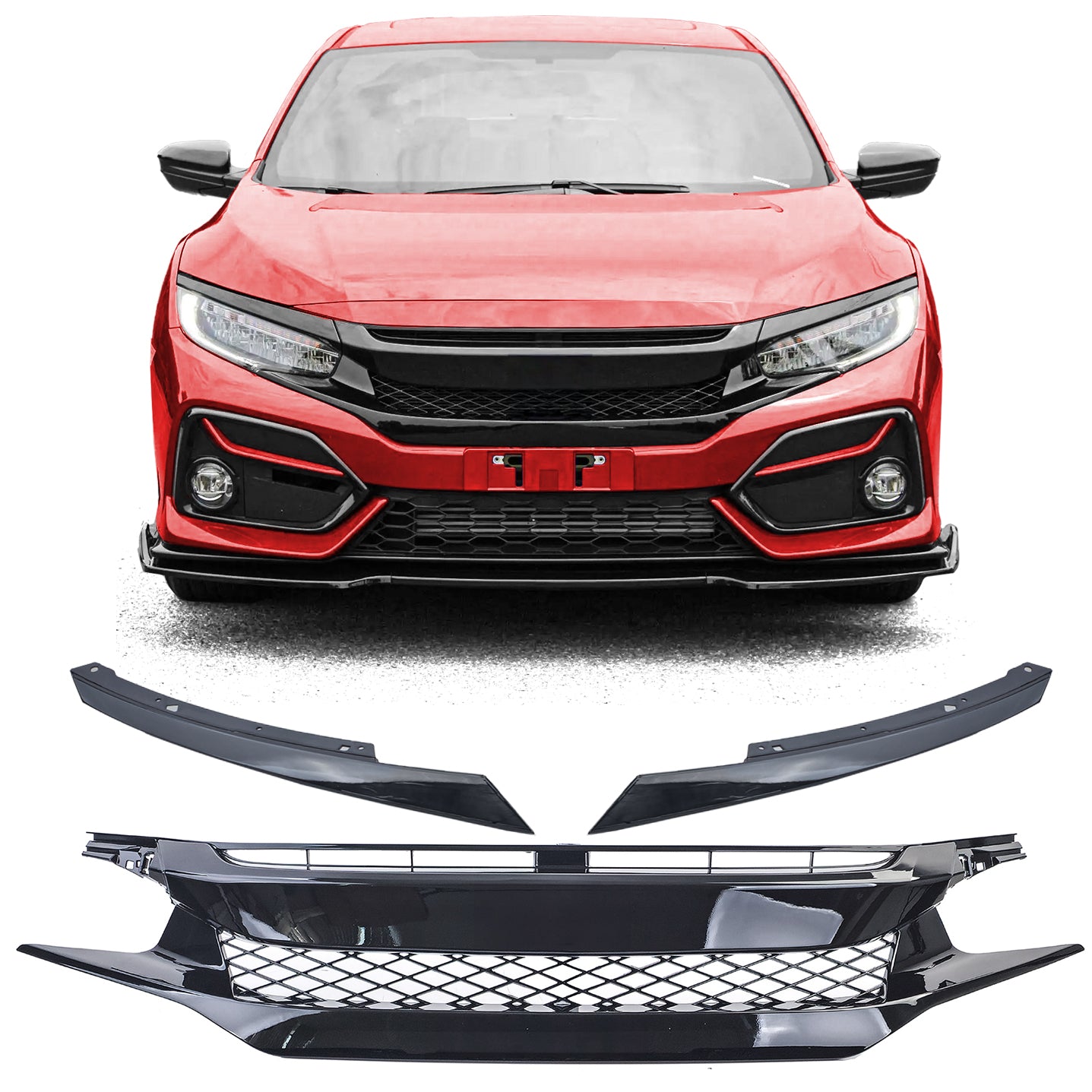 ✨Griglia a nido d'ape Nero senza Stemma per Honda Civic FK 2016-2020✨