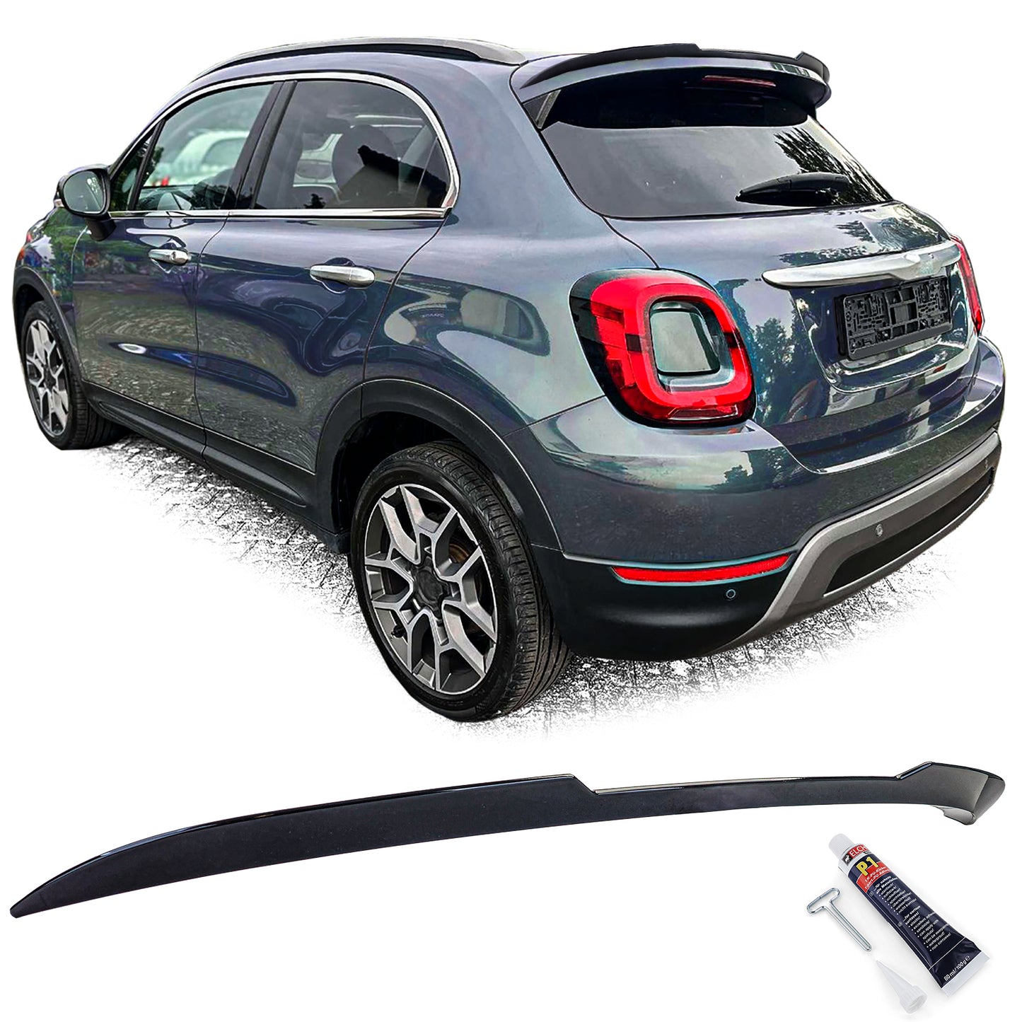 ⭐Spoiler posteriore da tetto nero lucido adatto per Fiat 500X dal 2014⭐