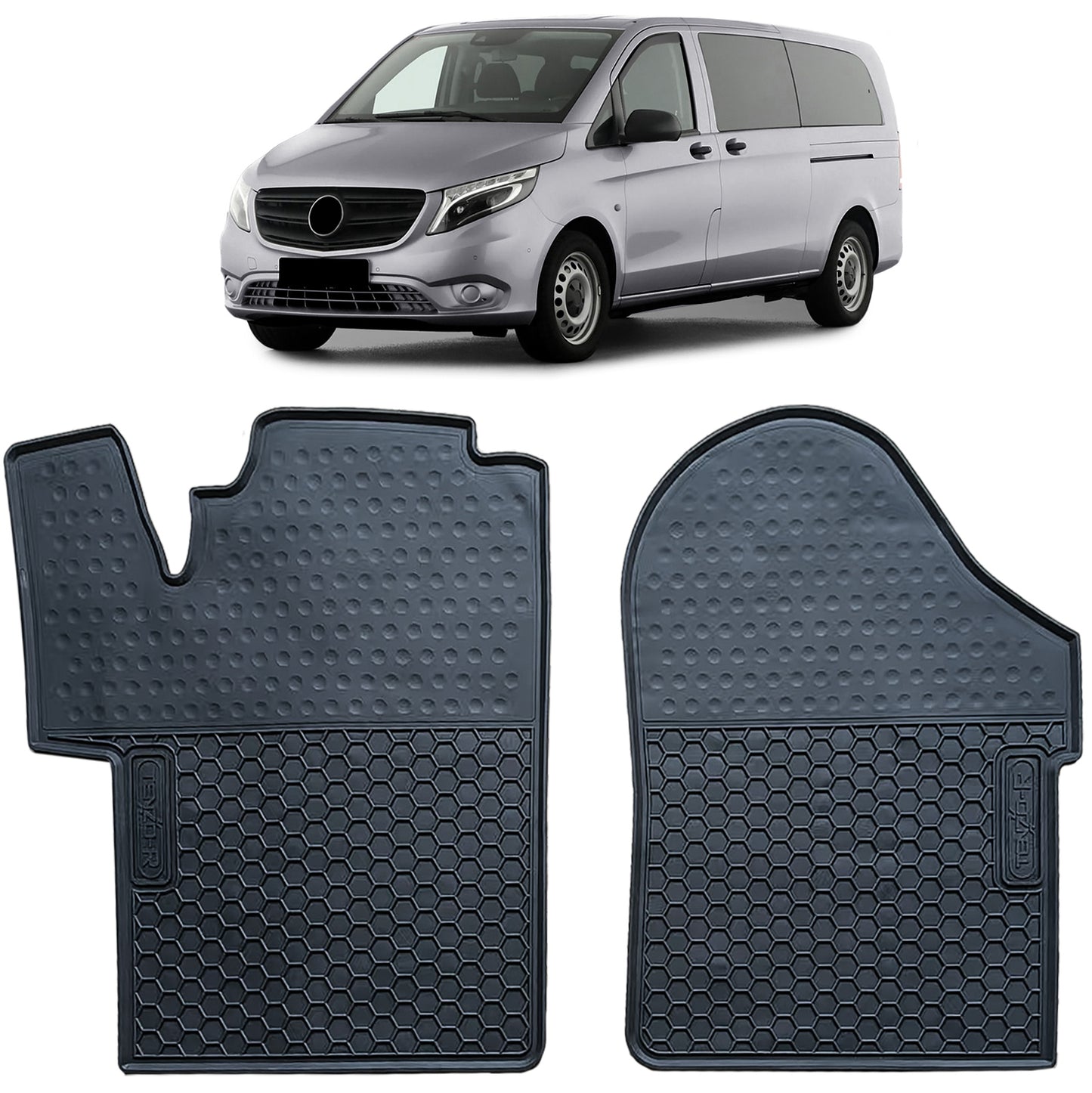 ❄️Tappetini in gomma per auto Nero Premium Set per Mercedes Classe V W447 ❄️