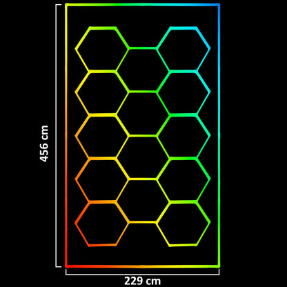💡4012🔆Illuminazione esagonale a LED RGB per garage, 14 campi 2,30 x 4,56m🔆💡