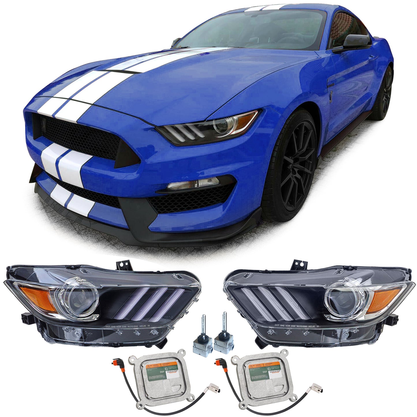 ✨EU Approved Xenon Headlight Set for Ford Mustang 6 Coupe Cabrio 14-17✨