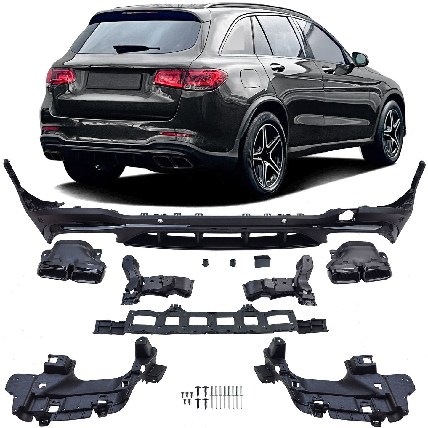 🔥Diffusore sportiva con terminali di scarico adatto per Mercedes GLC X253🔥