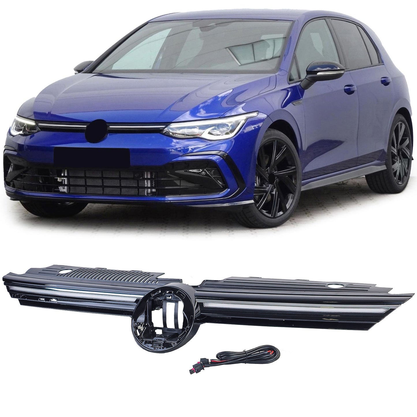 🔥Griglia con striscia cromata illuminata per VW Golf 8 anche GTI GTD R-Line 🔥