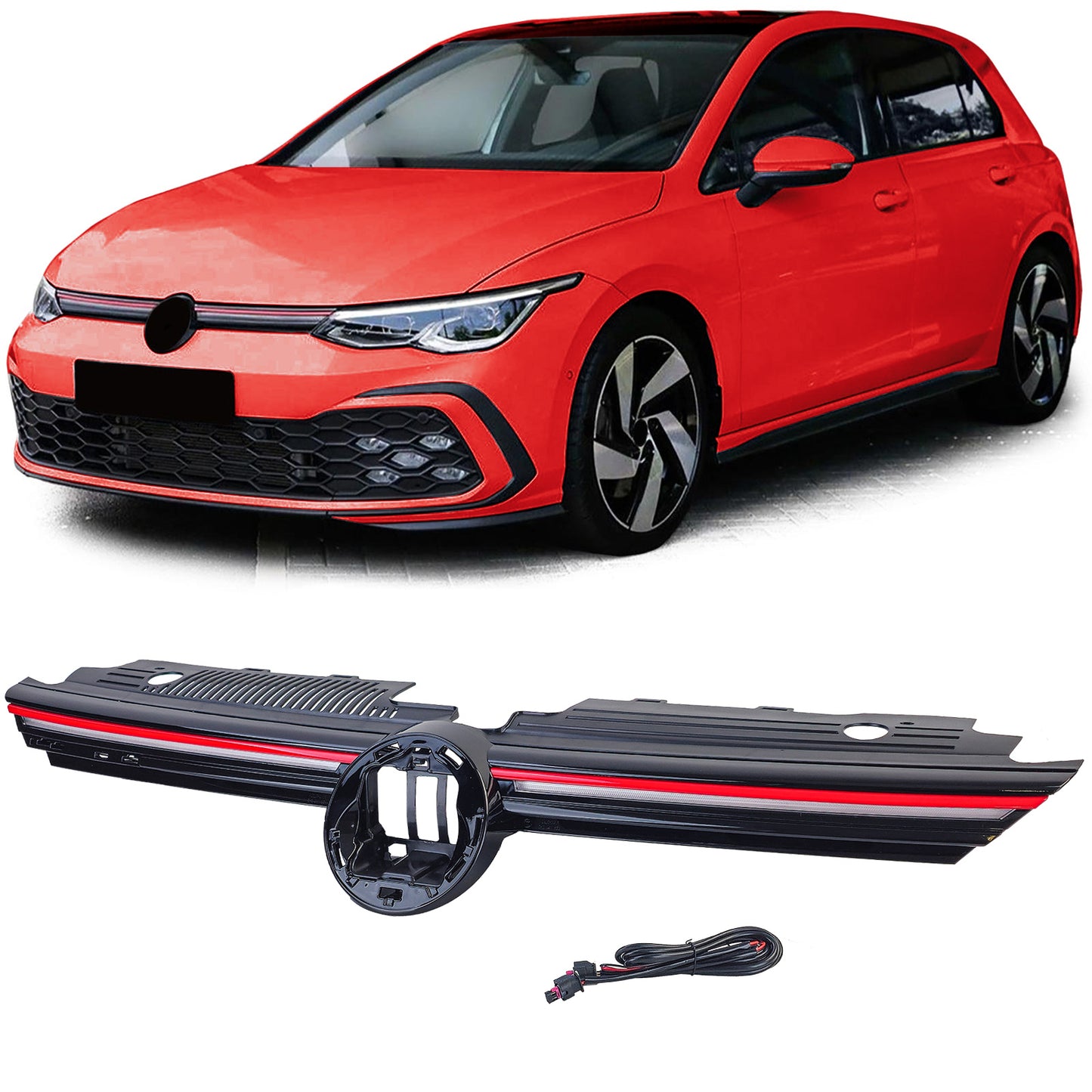 🔥griglia sportiva illuminata per VW Golf 8 anche GTI GTD R-Line 19-24🔥