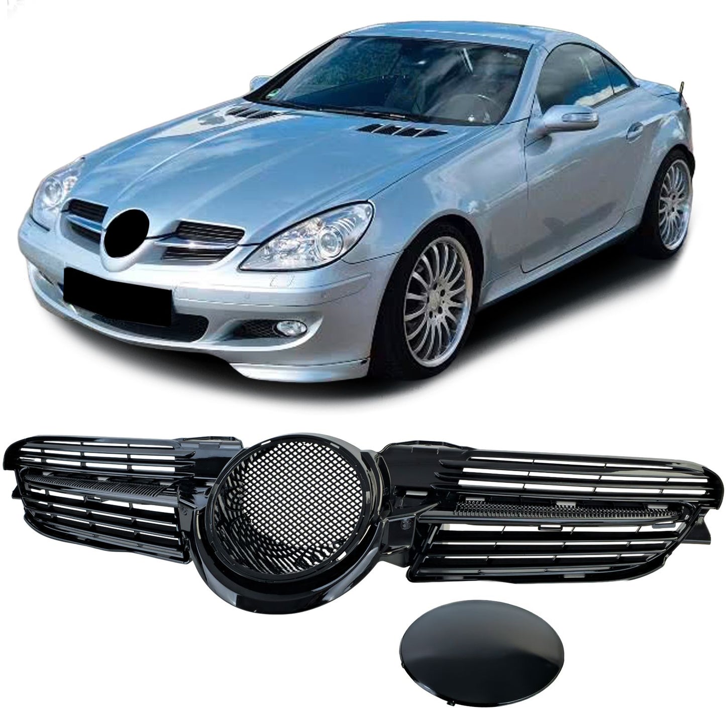 💫ART.3711 Griglia Radiatore Nera Lucida adatta per Mercedes SLK R171 04-07💫