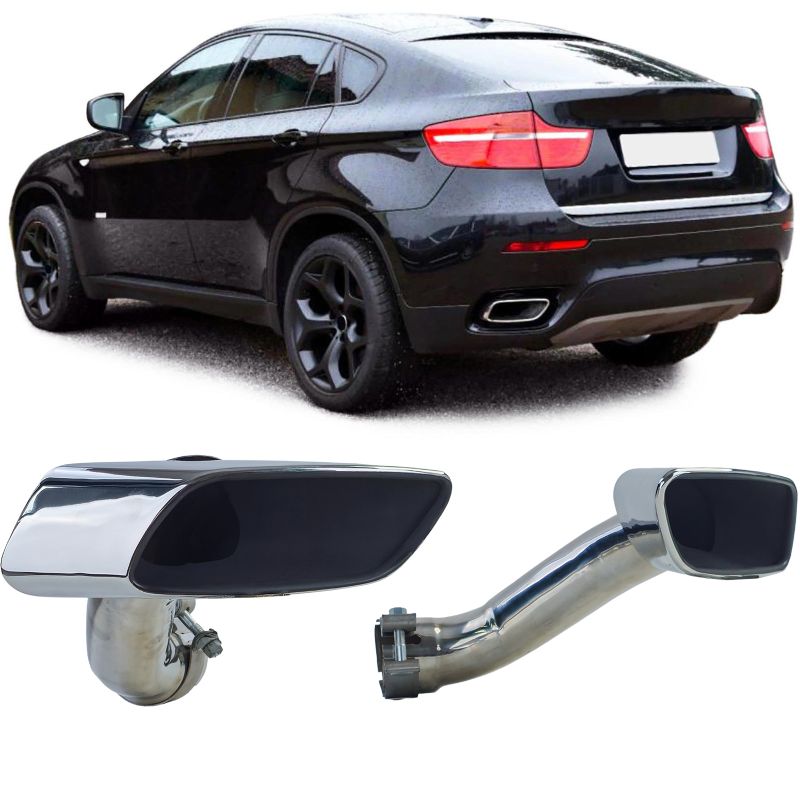 TERMINALI SCARICO QUADRATI IN ACCIAIO INOX LOOK M50 PER BMW X6 E71 (2008-2014)