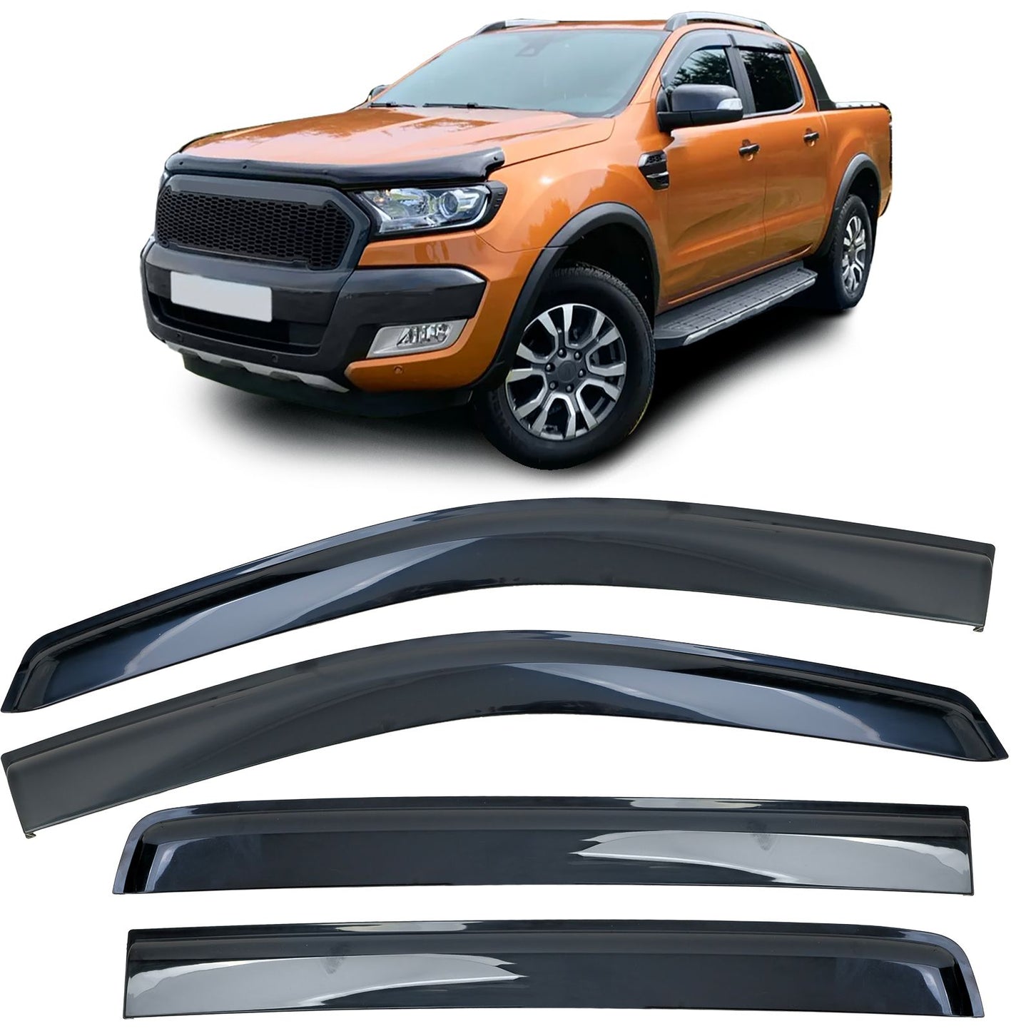 💫ART.3642 Deflettori Antiturbo 4 pezzi Nero per Ford Ranger T6 T7 T8 12-2022💫
