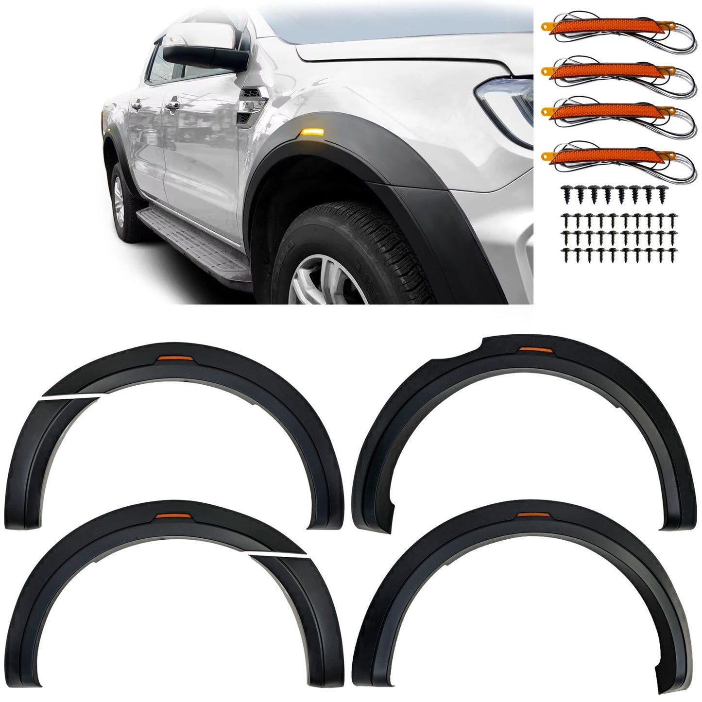 💫ART.3615 Parafanghi Allargati Medium LIGHT per Ford Ranger T7 T8 15-22💫