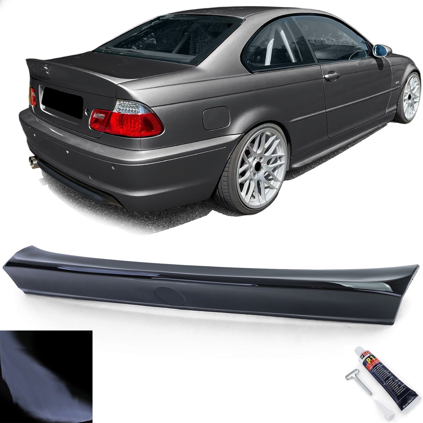💫ART.3690 Spoiler Posteriore 'Ducktail' Nero Lucido per BMW E46 Coupe 99-06💫