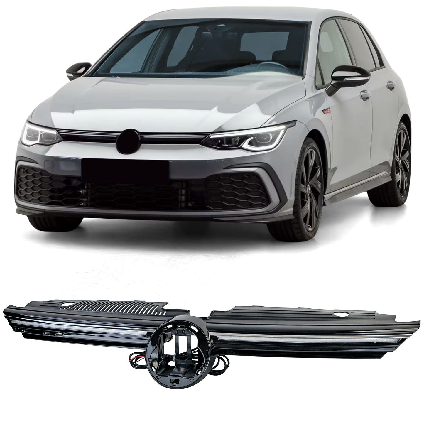 💫ART.8686 Griglia sportiva con finiture cromate e luci diurne a LED per VW Golf 8 2019+💫