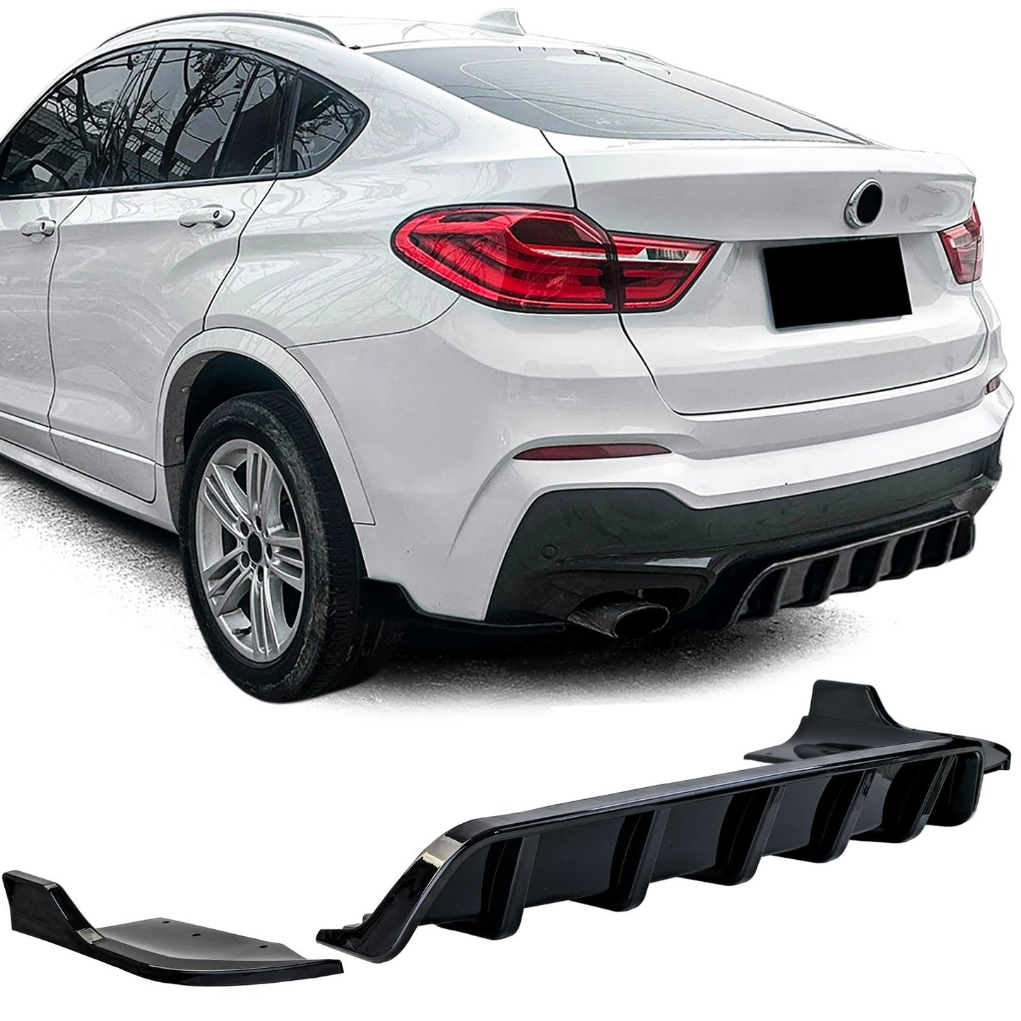 💫ART.3799 Diffusore posteriore +flaps nero lucido per BMW X4 F26 2014-2018💫