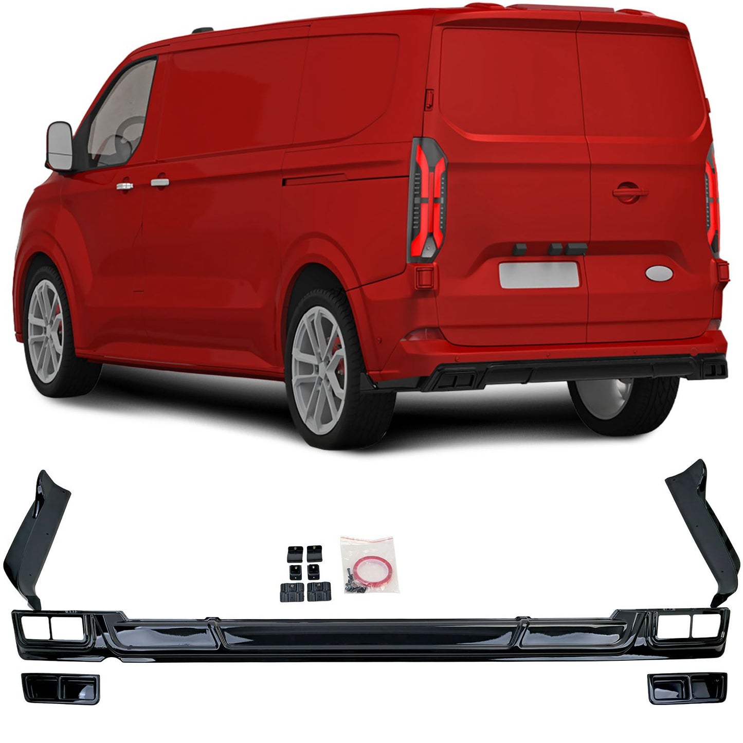 💫ART.4516 Diffusore Sportivo (Nero Lucido) per Ford Transit Custom 2023+💫