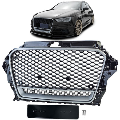 💫ART.3619 Griglia Sportiva nero lucido argento per Audi A3 8V 12-16💫