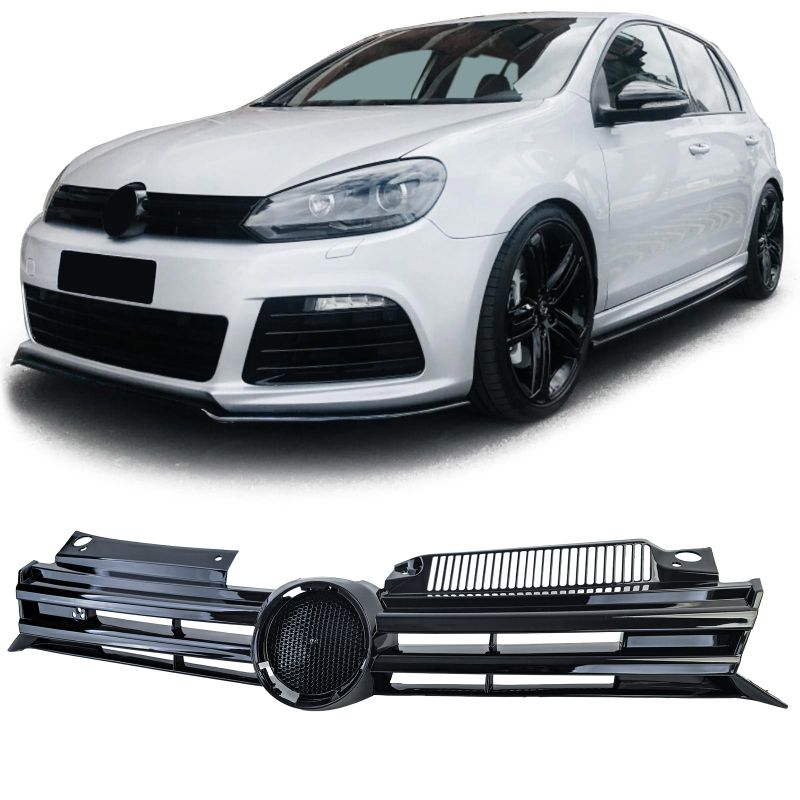 Griglia del radiatore nera lucida adatta per VW Golf 6 / GTI / GTD / R 2008–2013
