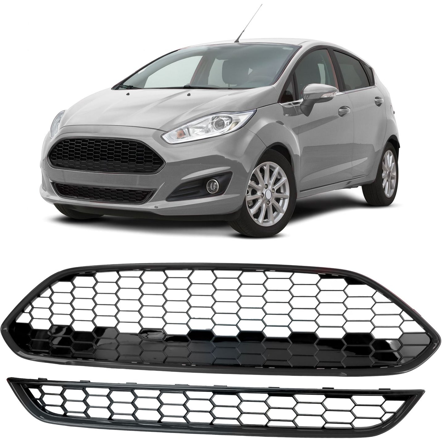 💫ART.4518 Set Griglia Radiatore ST (Nero Lucido) per Ford Fiesta 2013-2017💫