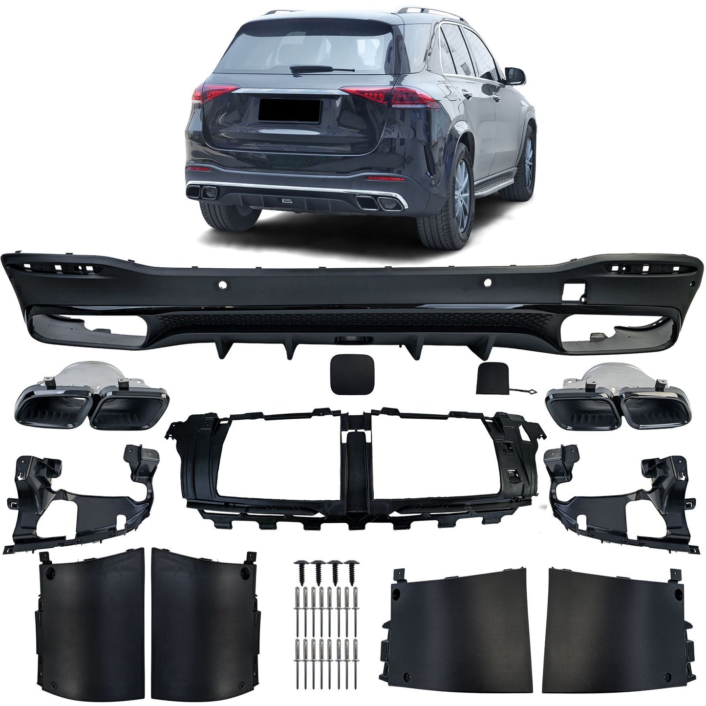 💫ART.7929 Diffusore + Terminali di Scarico per Mercedes GLE / GLS AMG-Line💫