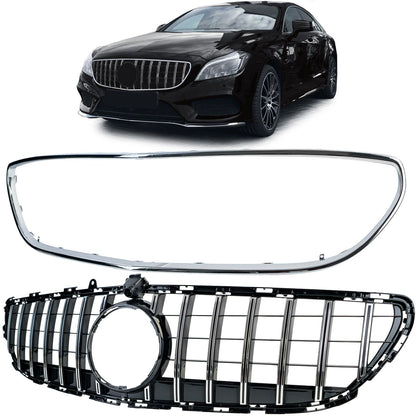 💫ART.8721 Griglia Nero Lucido con montanti Cromati per M.Benz CLS C218/X218 2014+💫