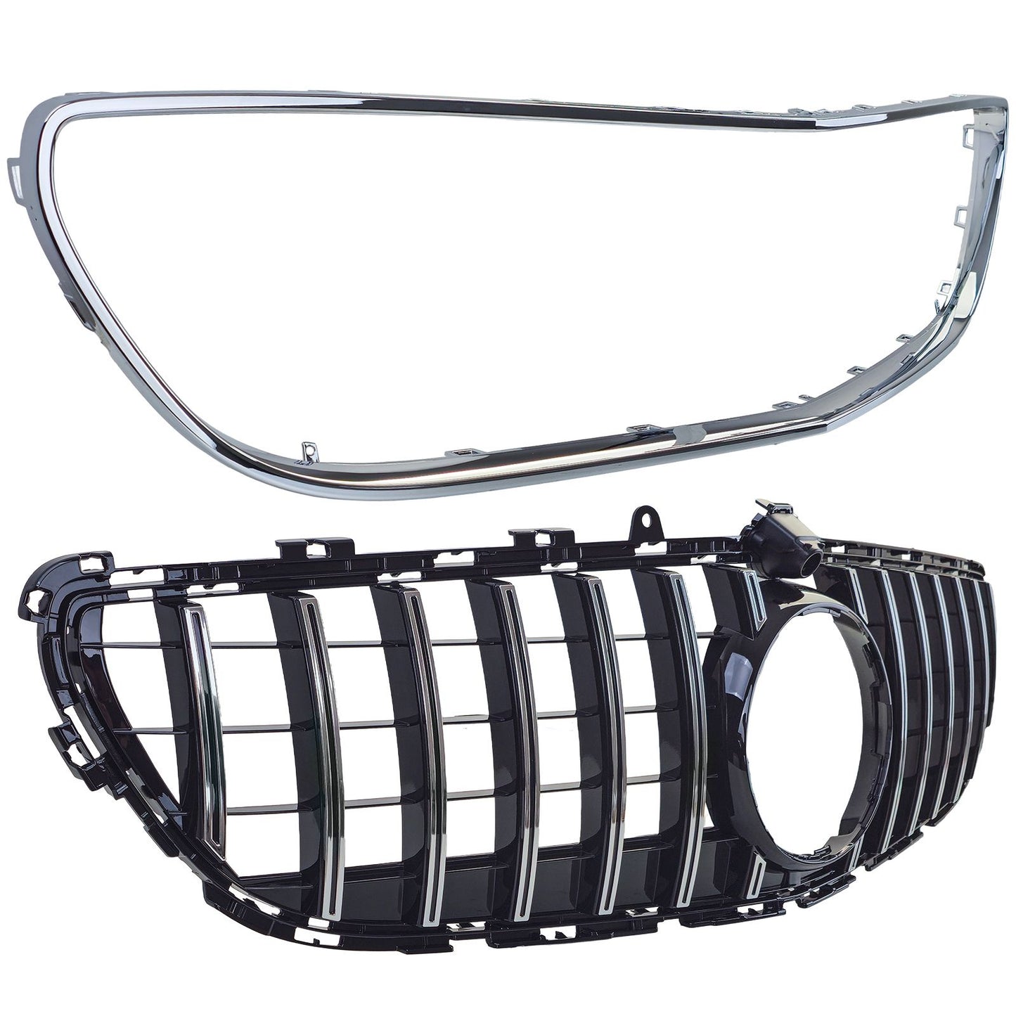 💫ART.8721 Griglia Nero Lucido con montanti Cromati per M.Benz CLS C218/X218 2014+💫