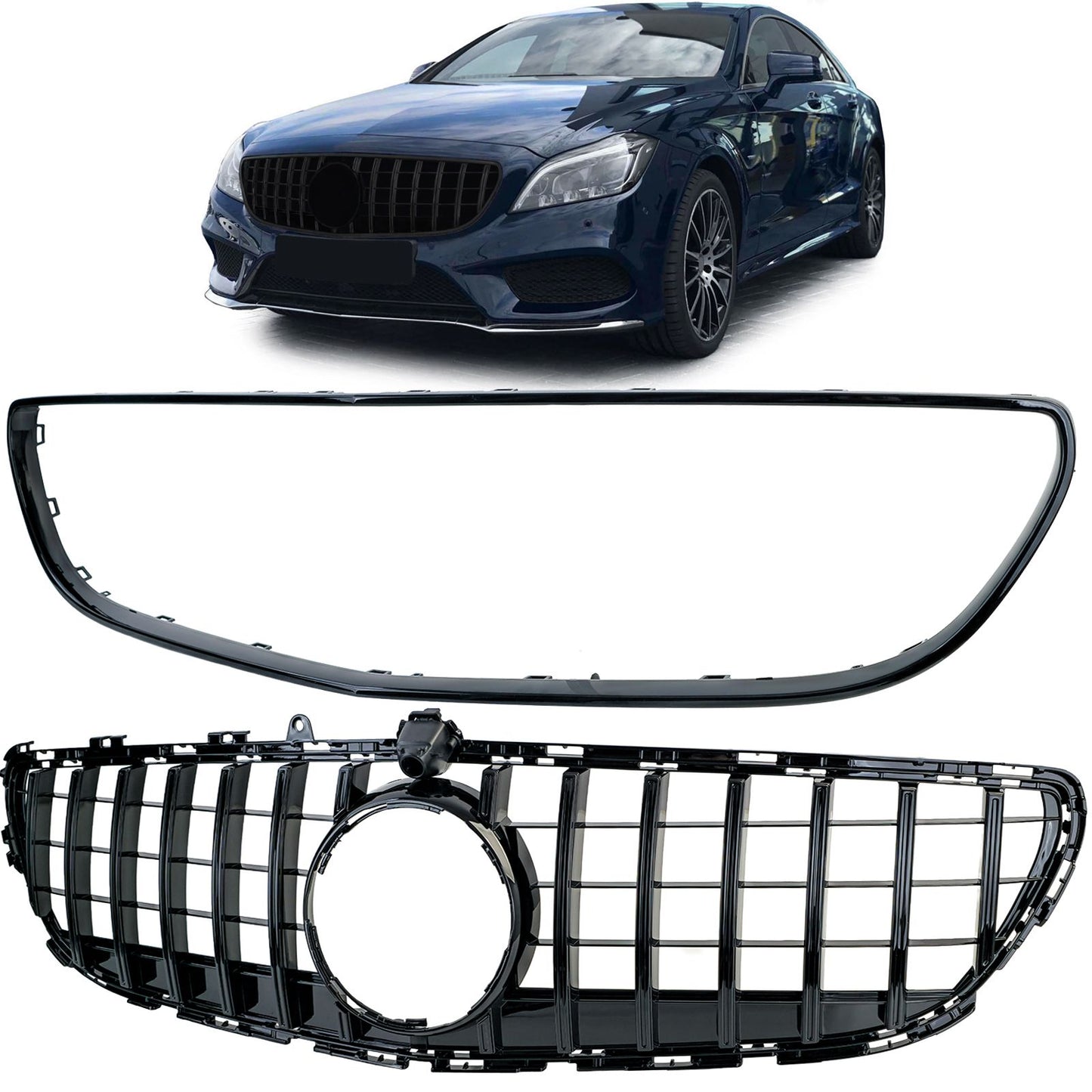 💫ART.8719 Griglia Anteriore per Mercedes CLS C218 / X218 Nero Lucido 2014+💫