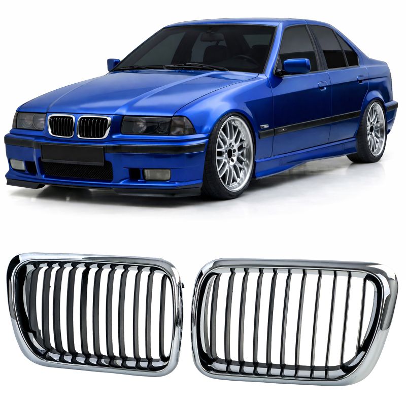 GRIGLIA SPORT NERO/CROMO DOPPIO RENE PER BMW SERIE 3 E36 FACELIFT (1996-2000)