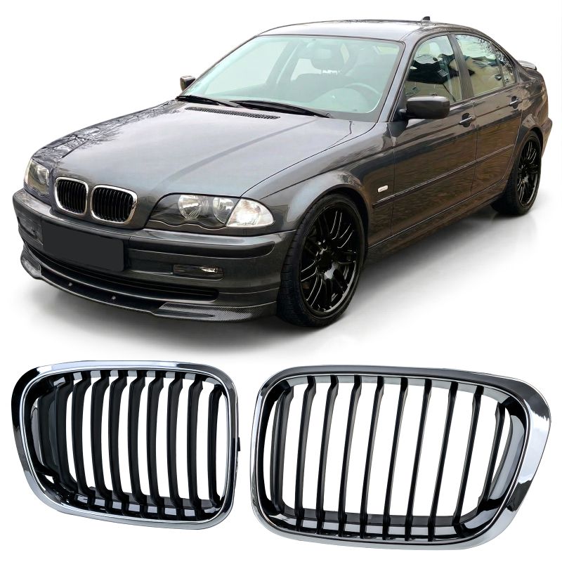 GRIGLIA SPORT NERO/CROMO DOPPIO RENE PER BMW SERIE 3 E46 PRE-FACELIFT 1998-2001