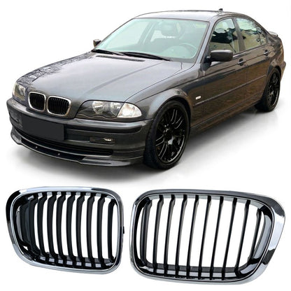 GRIGLIA SPORT NERO/CROMO DOPPIO RENE PER BMW SERIE 3 E46 PRE-FACELIFT 1998-2001