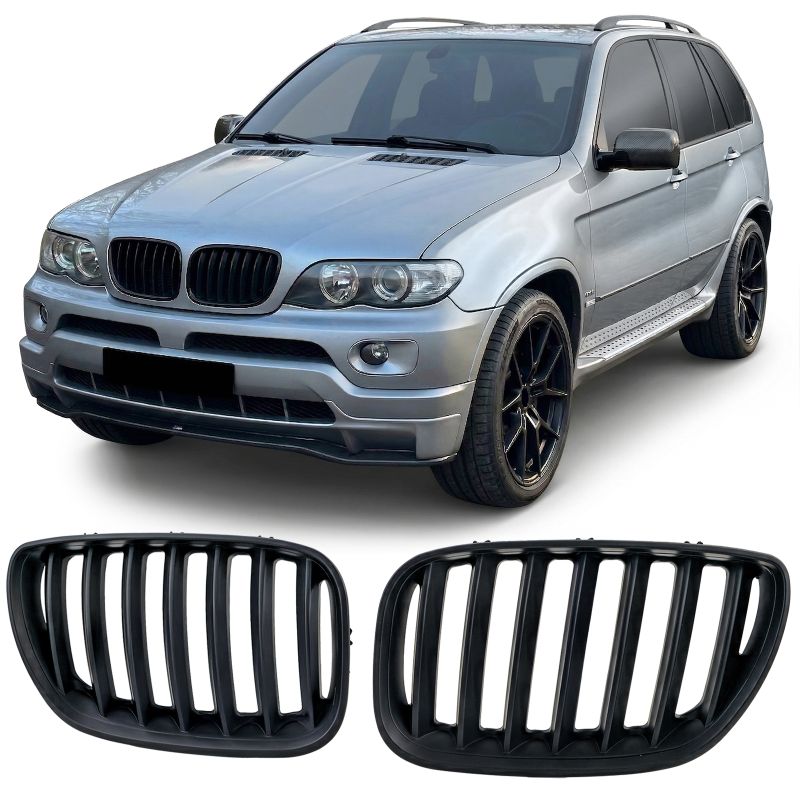 GRIGLIA DOPPIO RENE SPORT NERO OPACO PER BMW X5 E53 (1999-09/2003)