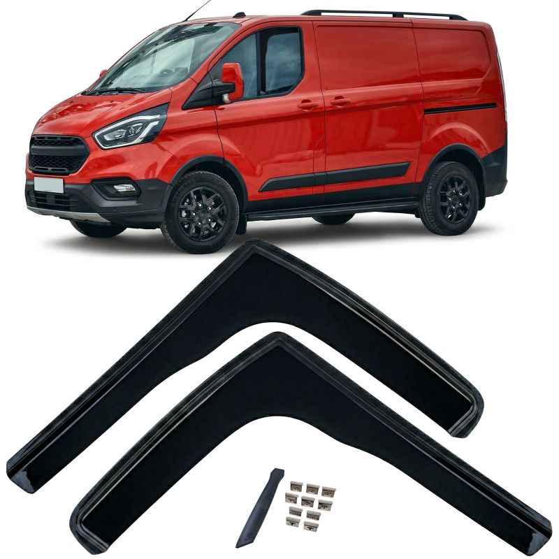 DEFLETTORI ARIA FINESTRINI NERI PER FORD TRANSIT CUSTOM (2012-2023)