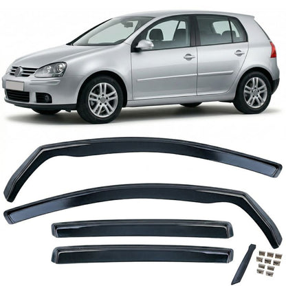 DEFLETTORI ARIA FINESTRINI NERI 4 PEZZI PER VW GOLF 5 (2004-2009)