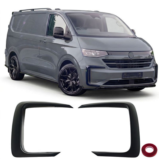 Alette splitter anteriori nere lucide – adatte per VW T7 Transporter dal 2024