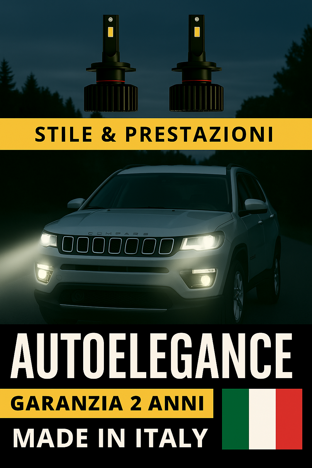 ❤️ KIT LED D5S 6000K BIANCO GHIACCIO ANABBAGLIANTI PER   JEEP  COMPASS  ❤️