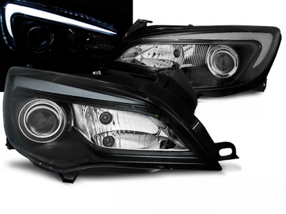 💫ART.5149 FARI ANTERIORI OPEL ASTRA J 2010-2015 TUBE LIGHT NERO💫