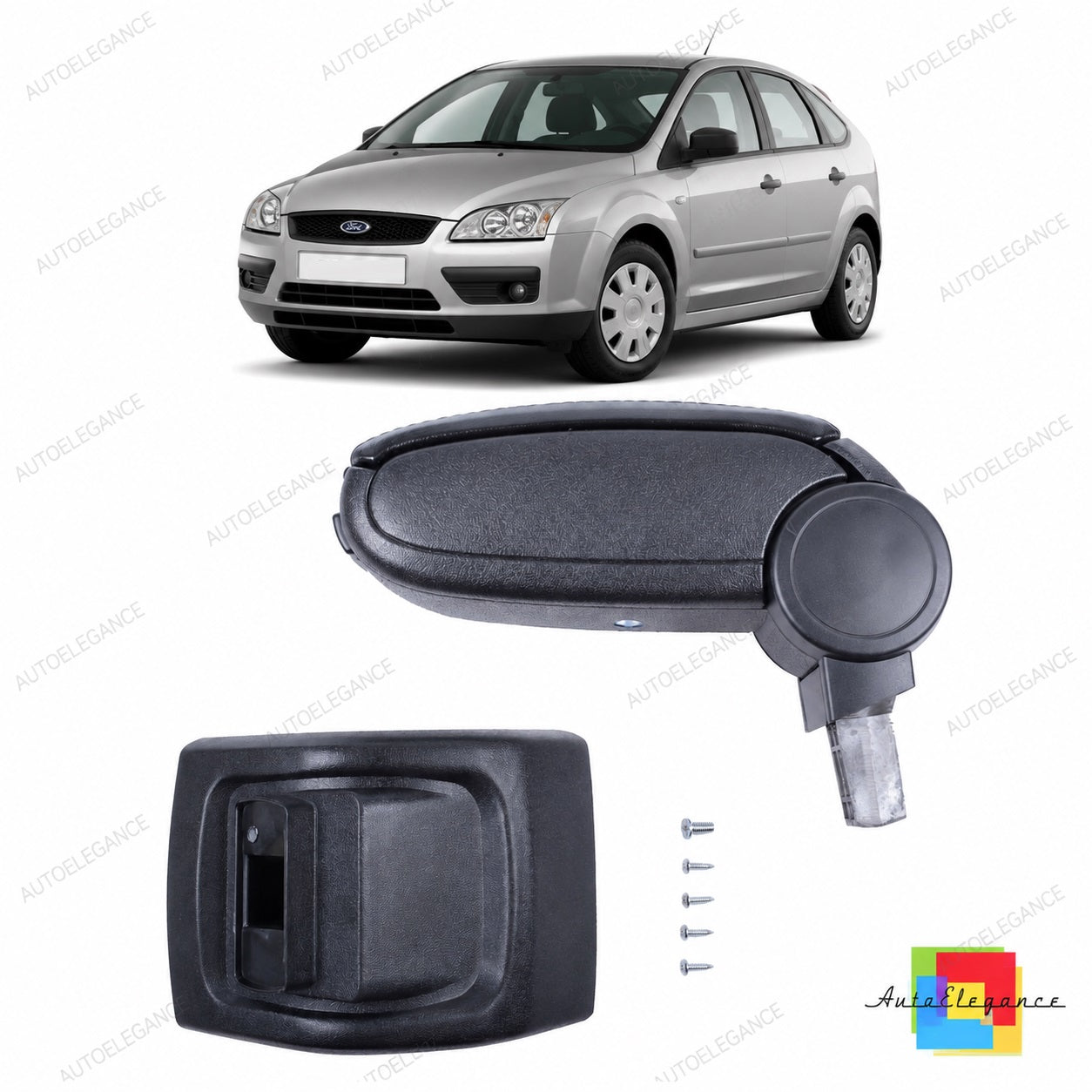 👉Bracciolo con vano portaoggetti in pelle PU nera Ford Focus II 05-11👈
