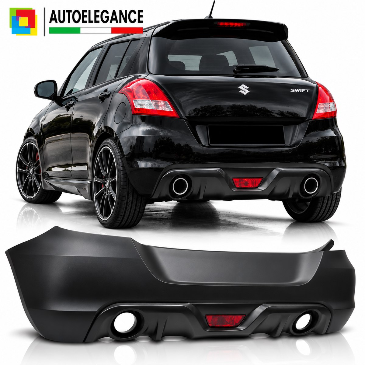 PARAURTI POSTERIORE NERO adatto per SUZUKI SWIFT V 10-17 SPORT STYLE