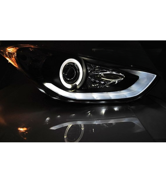 💕 Fari Anteriori Adatto per Hyundai Elantra 11-15 LED Daylight Neri 💕