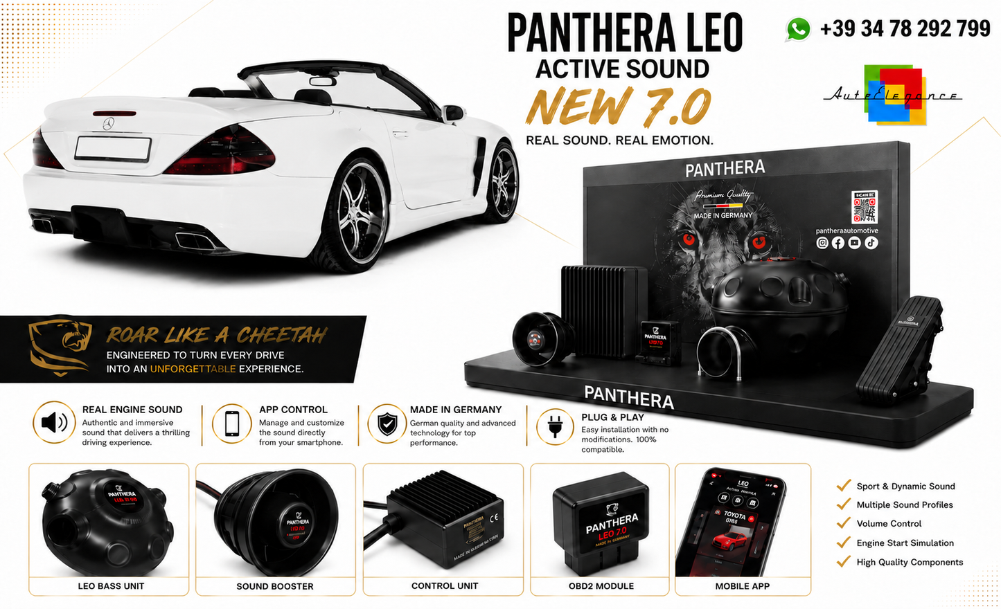💕ART.2672 PANTHERA Soundsystem Booster 7.0-MERCEDES SL R230 AMG💕