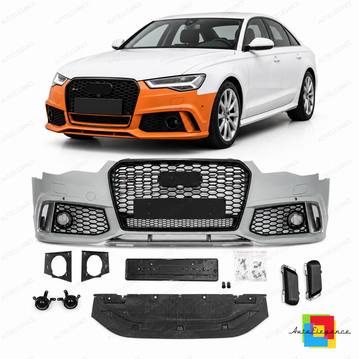 👉Paraurti anteriore e griglia PDC SRA adatti per Audi A6 C7 4G 2015-2018👈