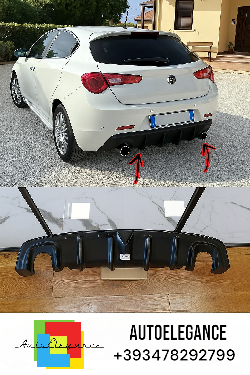 🔥DIFFUSORE ADATTO PER ALFA ROMEO GIULIETTA LOOK TUNING NERO LUCIDO🔥