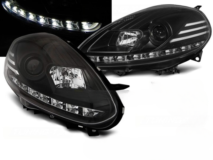 ART.5780  FARI ANTERIORI FIAT PUNTO EVO 10.09-12 DRL NERO IN TESTA