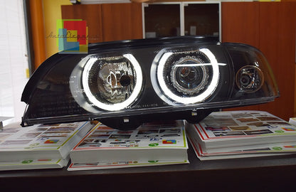 Fari adatti per BMW Serie 5 E39 (09.1995-06.2003) Angel Eyes Black Design