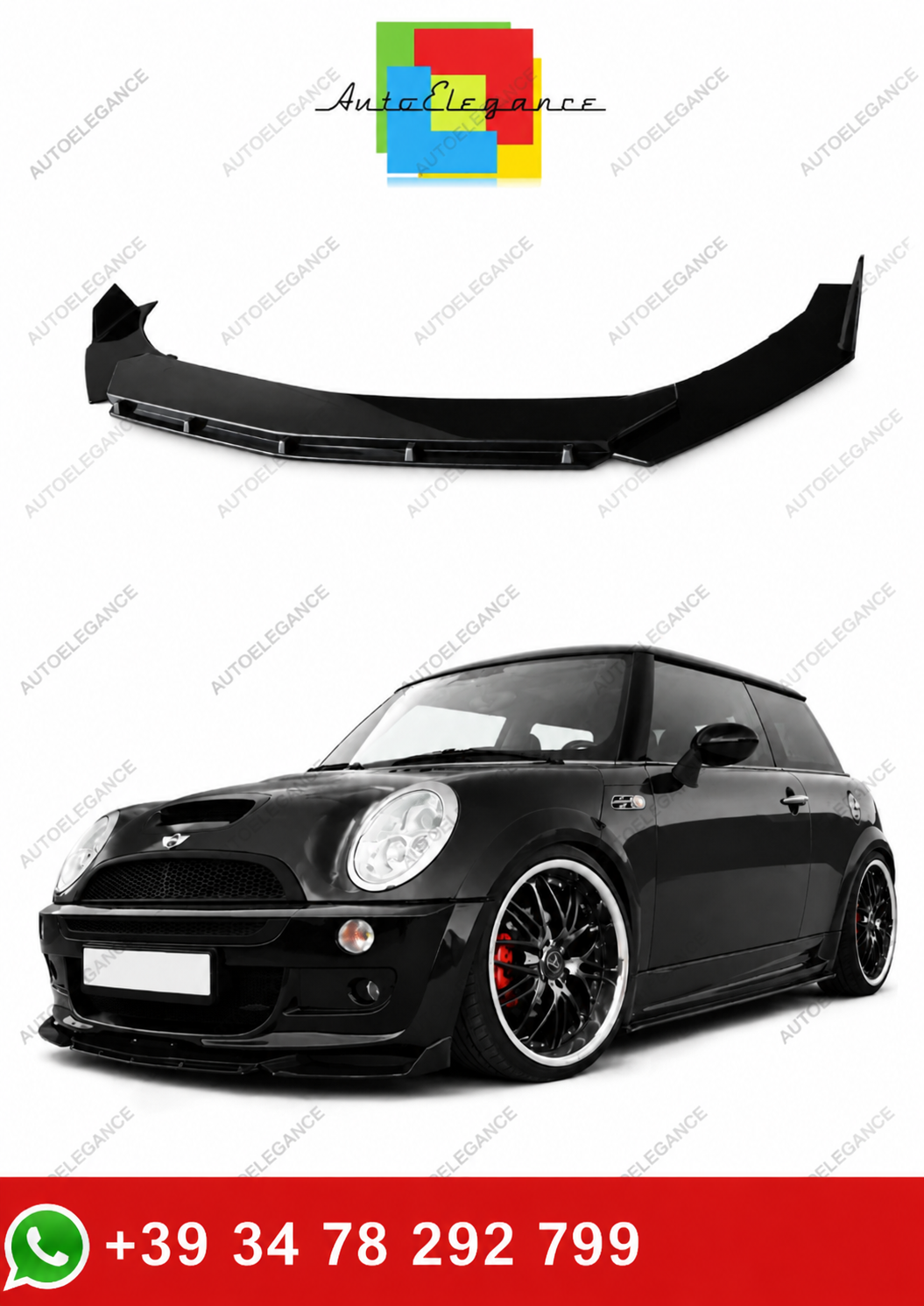 💫SPLITTER ANTERIORE NERO LUCIDO PER MINI COOPER S R50 R53💫