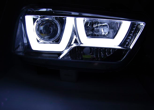 💕 Fari Anteriori Adatto per Dodge Charger LX II 11-15 U-Type LED Cromati 💕