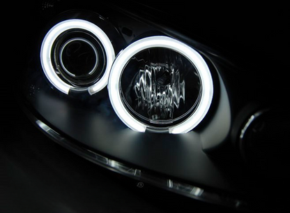 💕 Fari Anteriori Adatti per Peugeot 206 02+ Angel Eyes CCFL Neri 💕