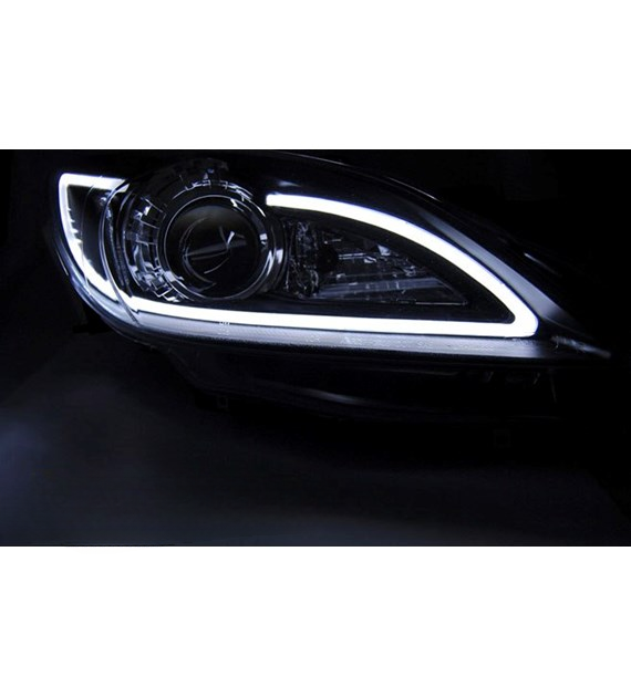 💕 Fari Anteriori Adatto per Mazda 3 09-13 LED Tube Neri 💕